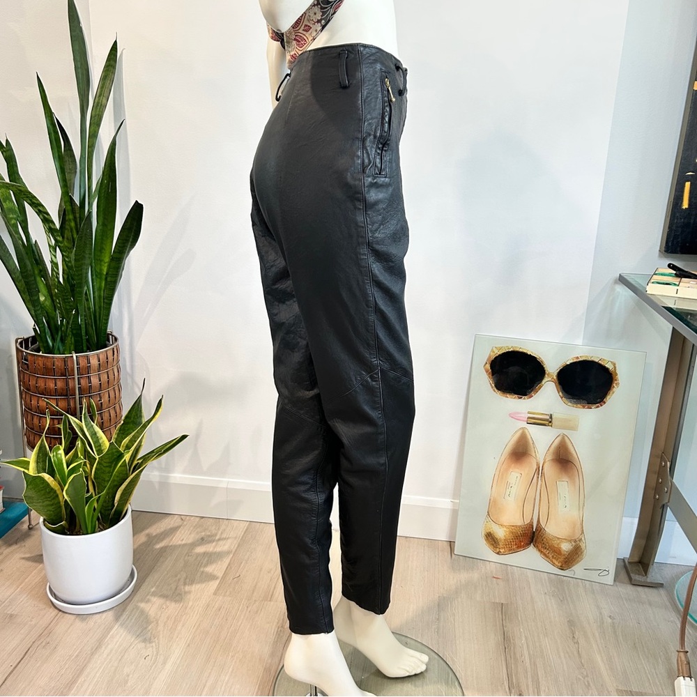 Vintage Black Lambskin Leather Pants - Picture 14 of 17